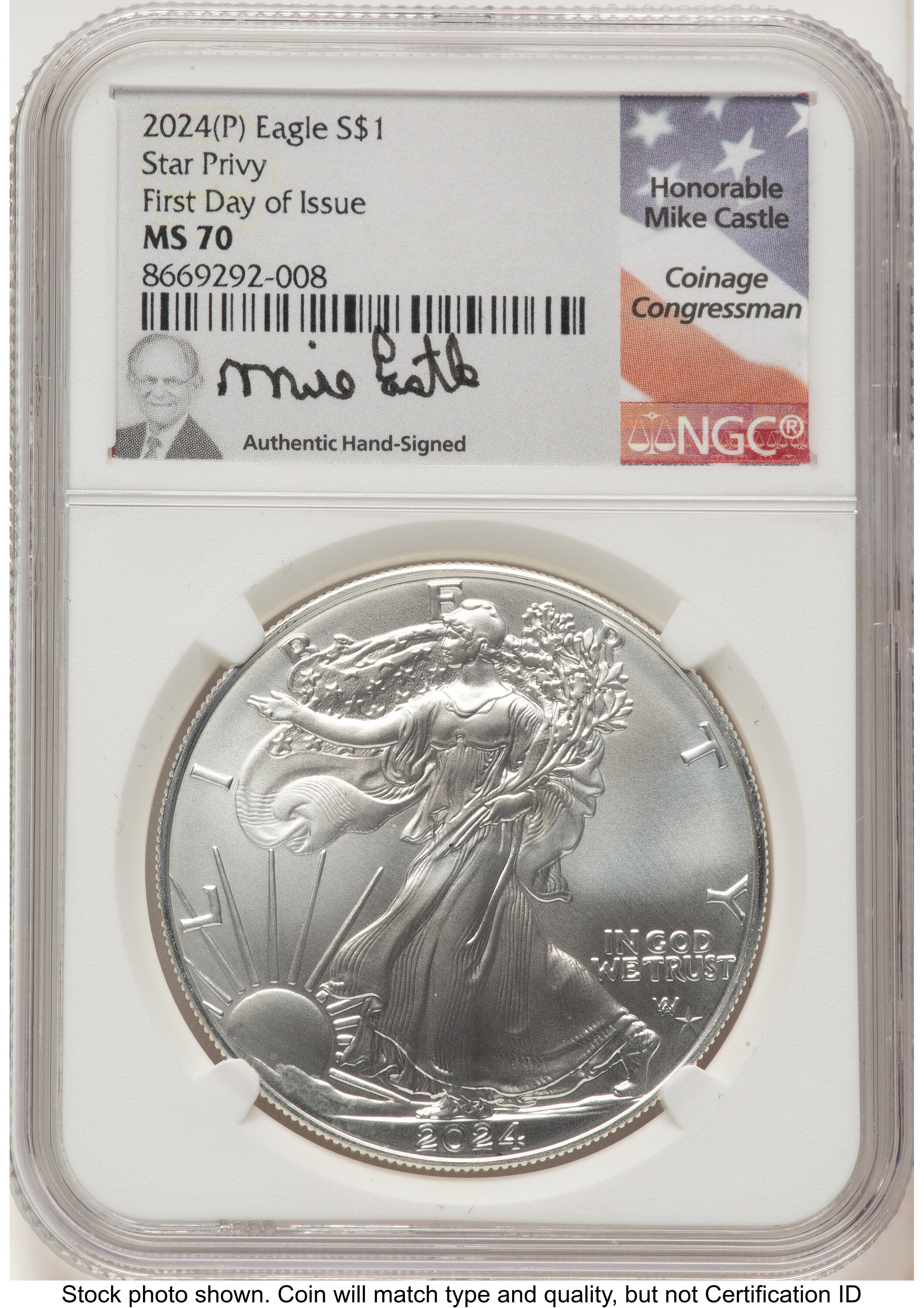 2024-(P) Silver Eagle (Privy Mark) FDI Mike Castle NGC MS70