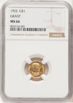 1922 G$1 Grant No Star Commemorative Gold NGC MS66 (520977026)