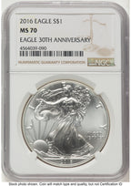 2016 Silver Eagle Brown Label NGC MS70