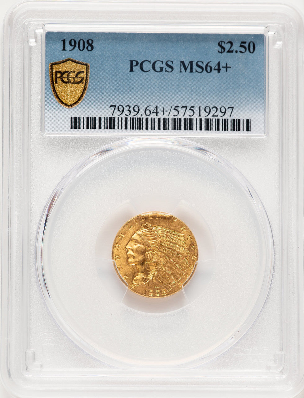 1908 $2.50 Indian Quarter Eagle PCGS MS64+