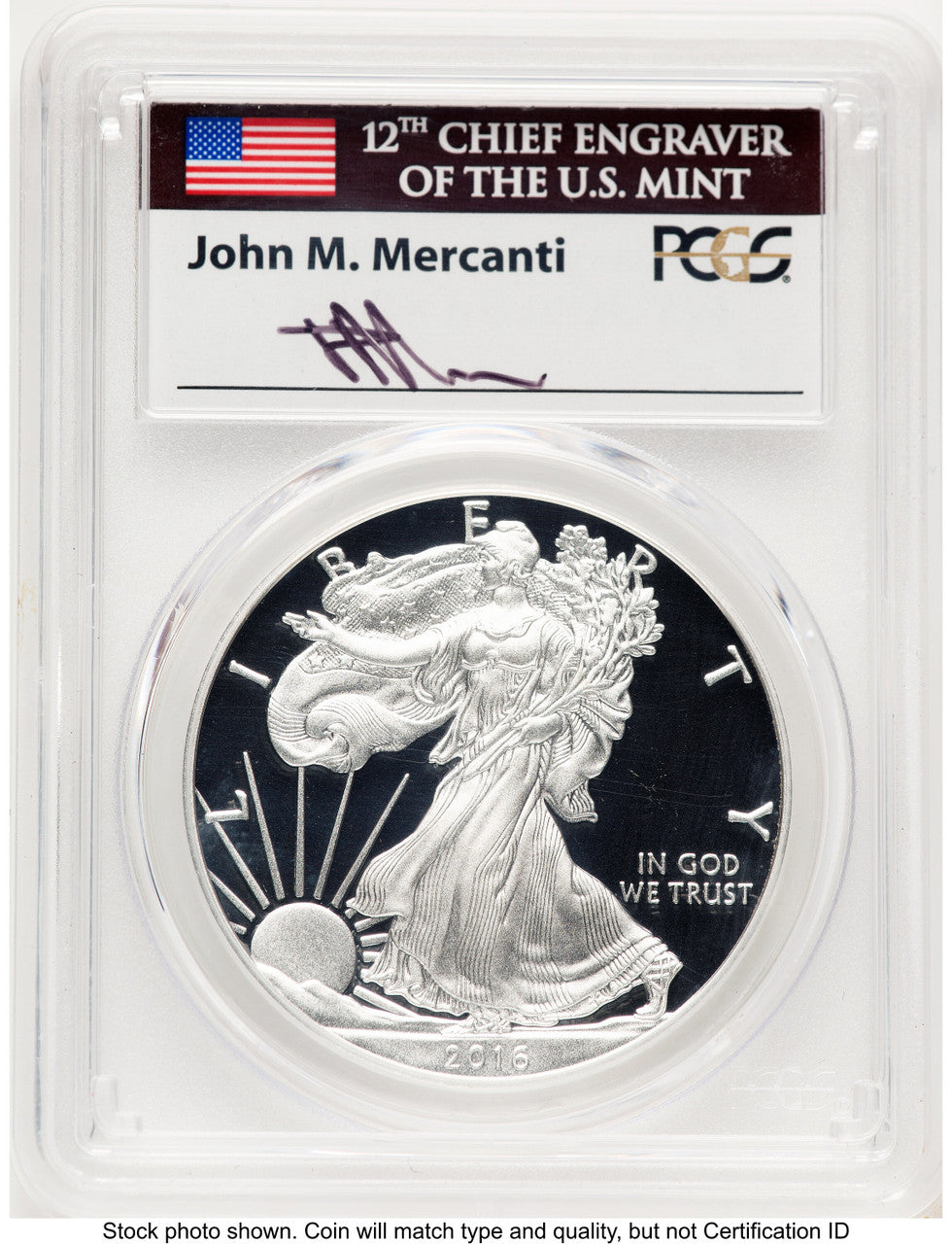 2016-W Proof Silver Eagle 1 oz FDI John Philadelphia PCGS PR70 Mercanti