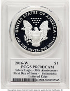 2016-W Proof Silver Eagle 1 oz FDI John Philadelphia PCGS PR70 Mercanti