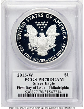 2015-W Proof Silver Eagle 1 oz FDI John Philadelphia PCGS PR70 Mercanti