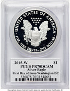 2015-W Proof Silver Eagle 1 oz FDI John Washington PCGS PR70 Mercanti