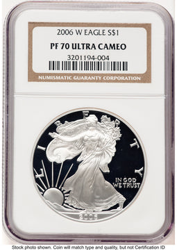 2006-W Proof Silver Eagle 1 oz Brown Label NGC PF70