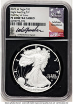 2021-W TY2 Proof Silver Eagle 1 oz FDI Michael Gaudioso NGC PF70