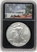 2021-W TY2 Burnished Silver Eagle 1 oz FDI Michael Gaudioso Eagle Flag NGC MS70