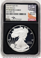 2018-W Proof Silver Eagle 1 oz ER John NGC PF70 Mercanti