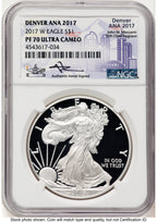 2017-W Proof Silver Eagle 1 oz John Denver ANA 2017 Label NGC PF70 Mercanti