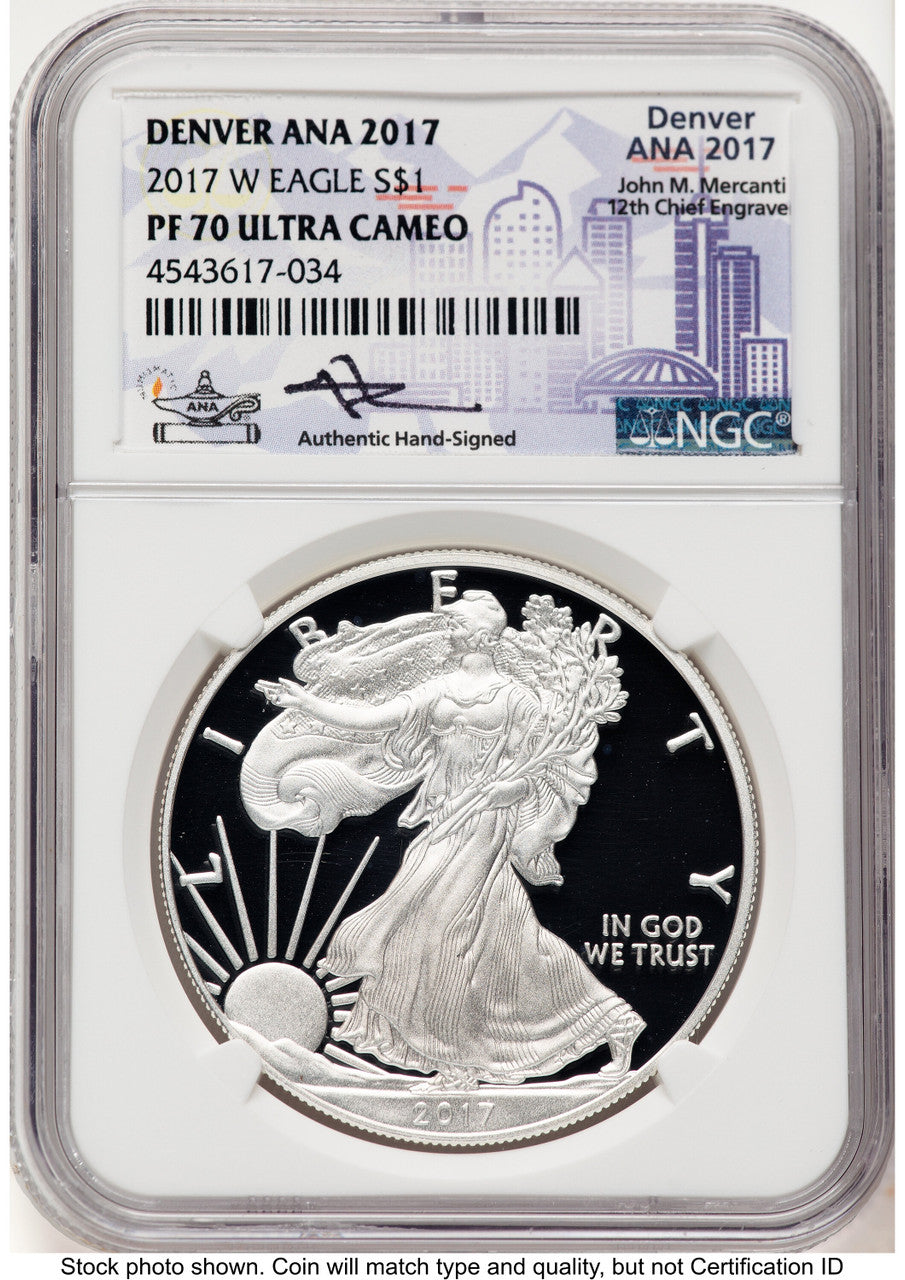 2017-W Proof Silver Eagle 1 oz John Denver ANA 2017 Label NGC PF70 Mercanti