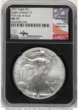 2021 Silver Eagle Type 2 FDI John NGC MS70 Mercanti