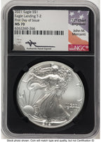 2021 Silver Eagle Type 2 FDI John NGC MS70 Mercanti