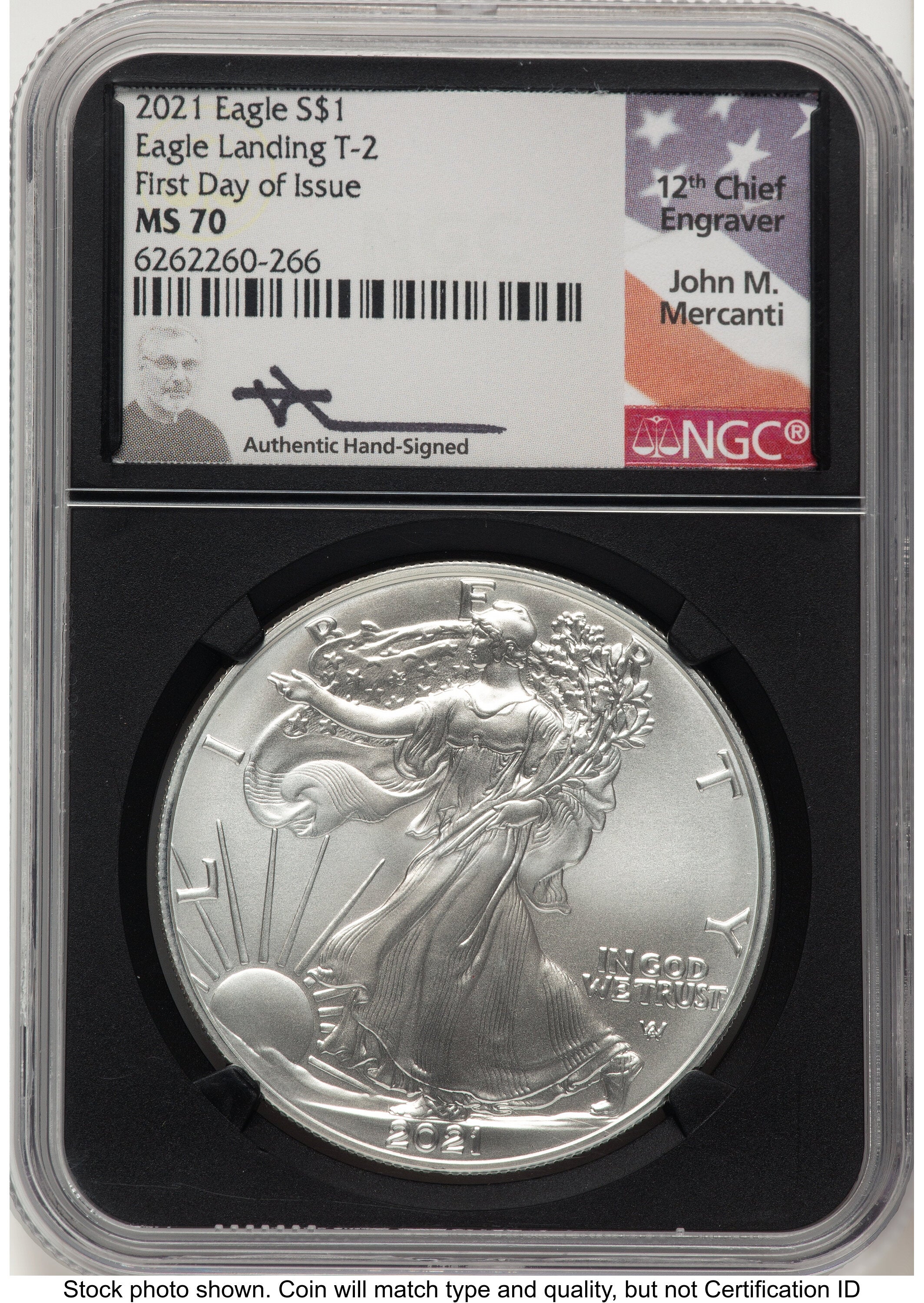 2021 Silver Eagle Type 2 FDI John NGC MS70 Mercanti