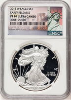 2015-W Proof Silver Eagle 1 oz ER Statue of Liberty Label NGC PF70