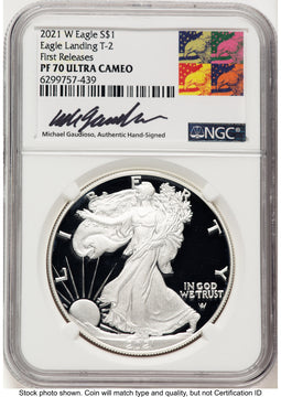 2021-W TY2 Proof Silver Eagle 1 oz FR Michael Gaudioso Eagle Art NGC PF70