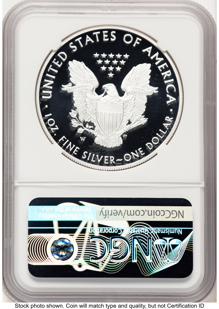 2021-W TY1 Proof Silver Eagle 1 oz FR John Reagan Bust Art NGC PF70 Mercanti