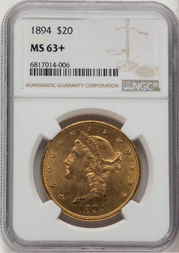 1894 $20 Liberty Double Eagle NGC MS63+
