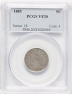 1885 5C Liberty Nickel PCGS VF20
