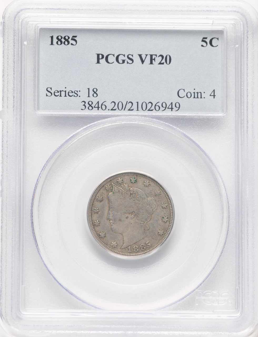 1885 5C Liberty Nickel PCGS VF20