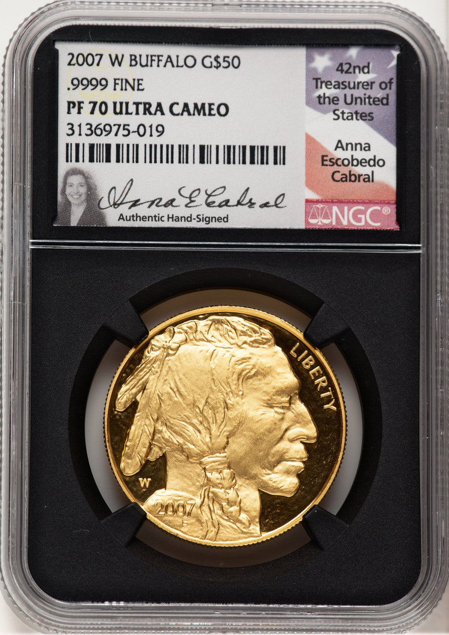 2007-W Proof Gold Buffalo 1 oz Anna Cabral NGC MS70