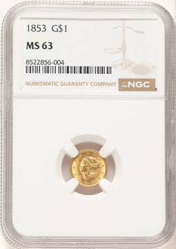 1853 G$1 Gold Dollar NGC MS63 (521153093)