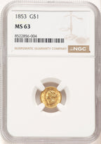 1853 G$1 Gold Dollar NGC MS63 (521153093)