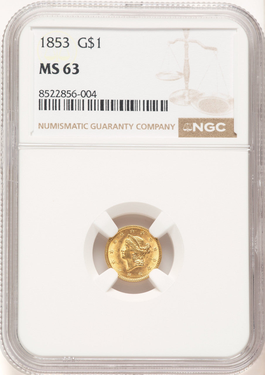 1853 G$1 Gold Dollar NGC MS63 (521153093)