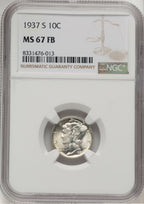 1937-S 10C FB Mercury Dime NGC MS67