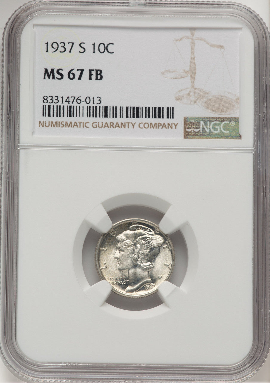 1937-S 10C FB Mercury Dime NGC MS67