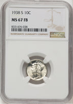 1938-S 10C FB Mercury Dime NGC MS67