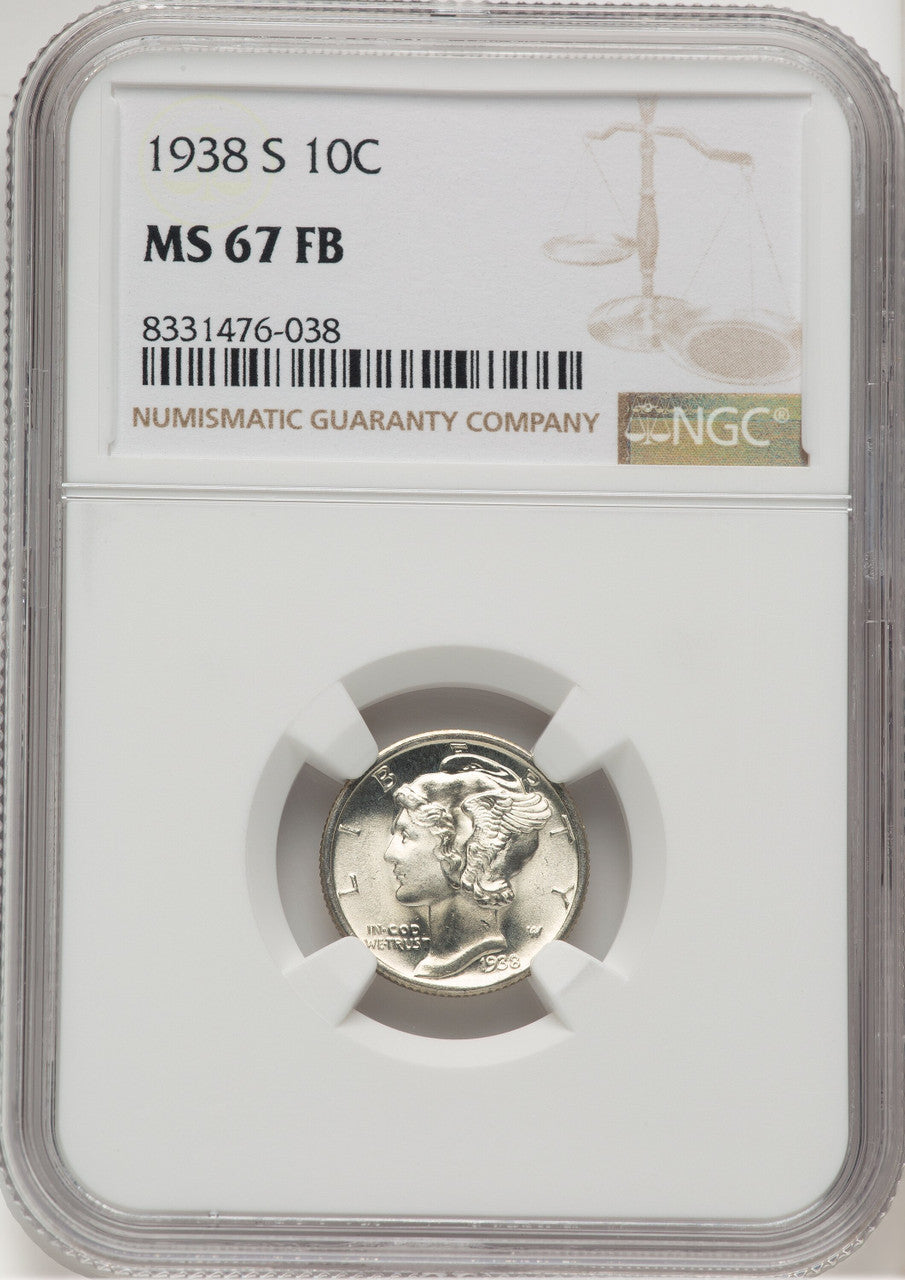 1938-S 10C FB Mercury Dime NGC MS67