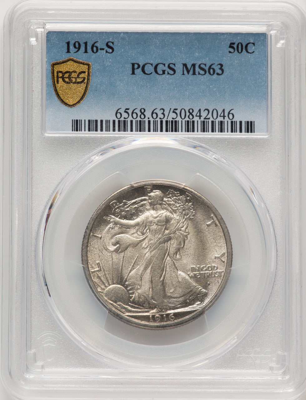 1916-S 50C Walking Liberty Half Dollar PCGS MS63 (521168005)