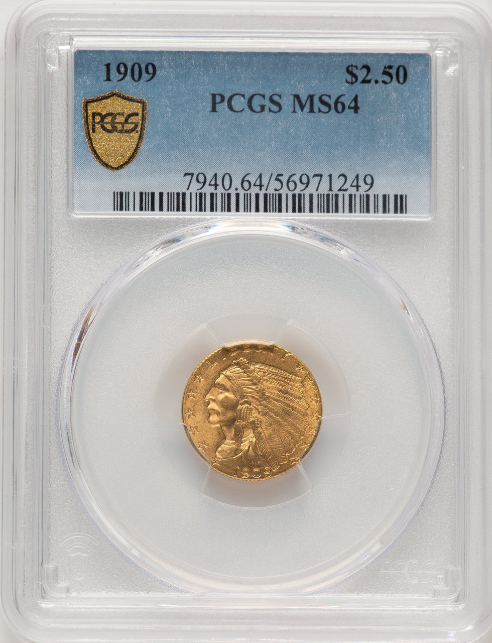 1909 $2.50 Indian Quarter Eagle PCGS MS64 (521168046)