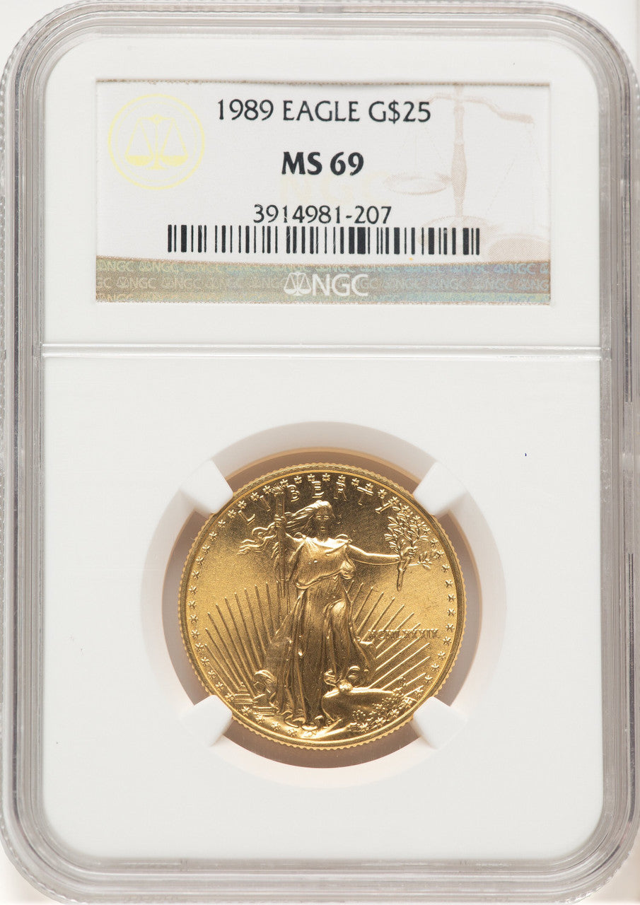 1989 Gold Eagle 1/2oz Brown Label NGC MS69