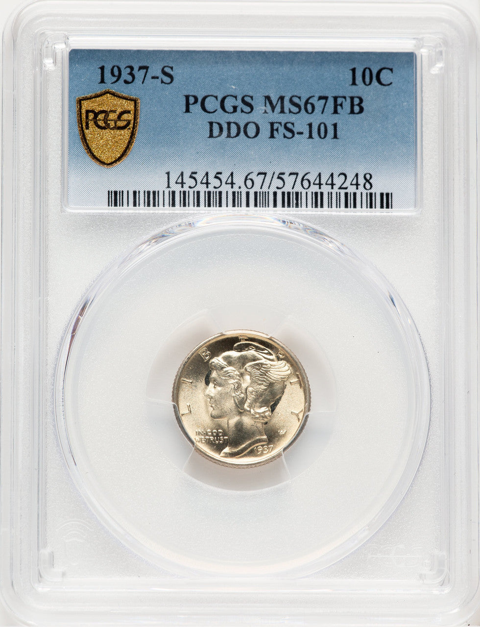 1937-S 10C FS-101 FB Mercury Dime PCGS MS67