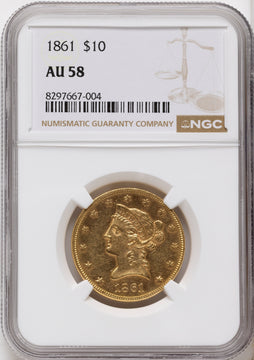 1861 $10 Liberty Eagle NGC AU58