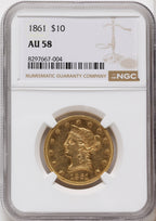 1861 $10 Liberty Eagle NGC AU58