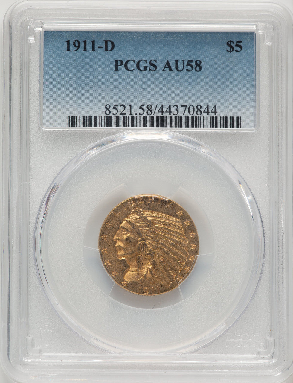 1911-D $5 Indian Half Eagle PCGS AU58 (521316034)