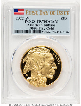 2022-W Proof Gold Buffalo 1 oz FDI Flag PCGS PR70