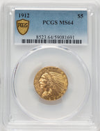 1912 $5 Indian Half Eagle PCGS MS64 (521326009)