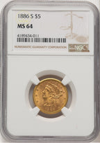 1886-S $5 Liberty Half Eagle NGC MS64