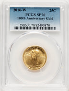 2016-W 25C Standing Liberty 100th Anniversary Gold Centennial Blue Gradient PCGS MS70 (521339149)