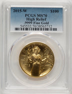 2015-W G$100 American Liberty High Relief Blue Gradient PCGS MS70 (521340002)
