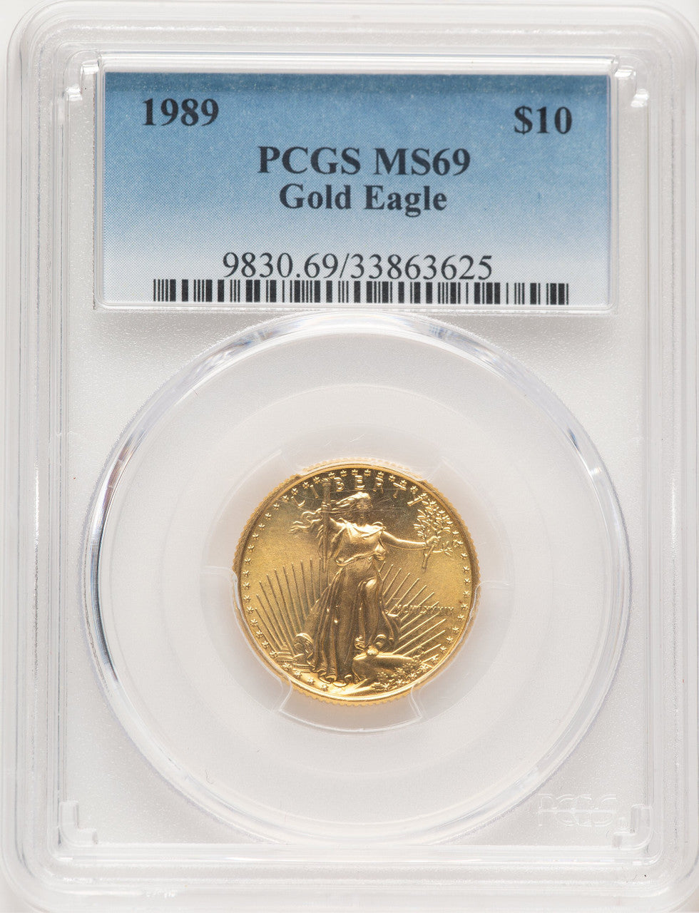 1989 Gold Eagle 1/4 oz Blue Gradient PCGS MS69