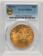 1865-S $20 Liberty Double Eagle PCGS MS64