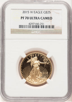2015-W Proof Gold Eagle 1/2 oz Brown Label NGC PF70