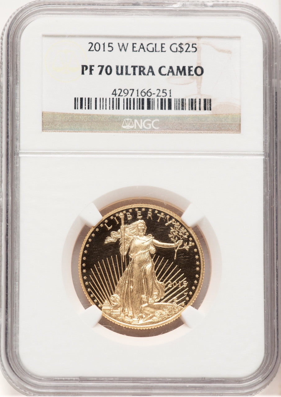 2015-W Proof Gold Eagle 1/2 oz Brown Label NGC PF70