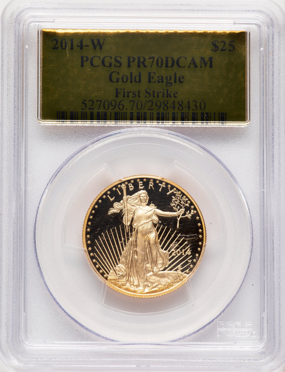 2014-W Proof Gold Eagle 1/2 oz FS Gold Foil PCGS PR70