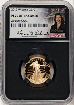 2019-W Proof Gold Eagle 1/4 oz Anna Cabral Prestige Treasurer Series NGC PF70