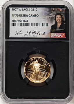 2007-W Proof Gold Eagle 1/4 oz Anna Cabral Prestige Treasurer Series NGC PF70